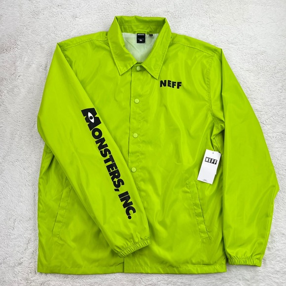 Neff Monsters Inc Windbreaker Jacket Men XL Green Mike Disney Pixar Coach - Picture 1 of 9